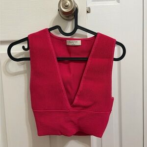 Babaton Fuchsia Ribbed Crop Top